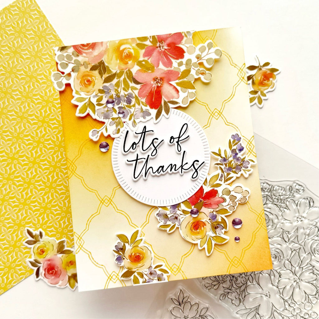 Pinkfresh Studio Cozy Blooms Dies 246024 Lots Of Thanks Card
