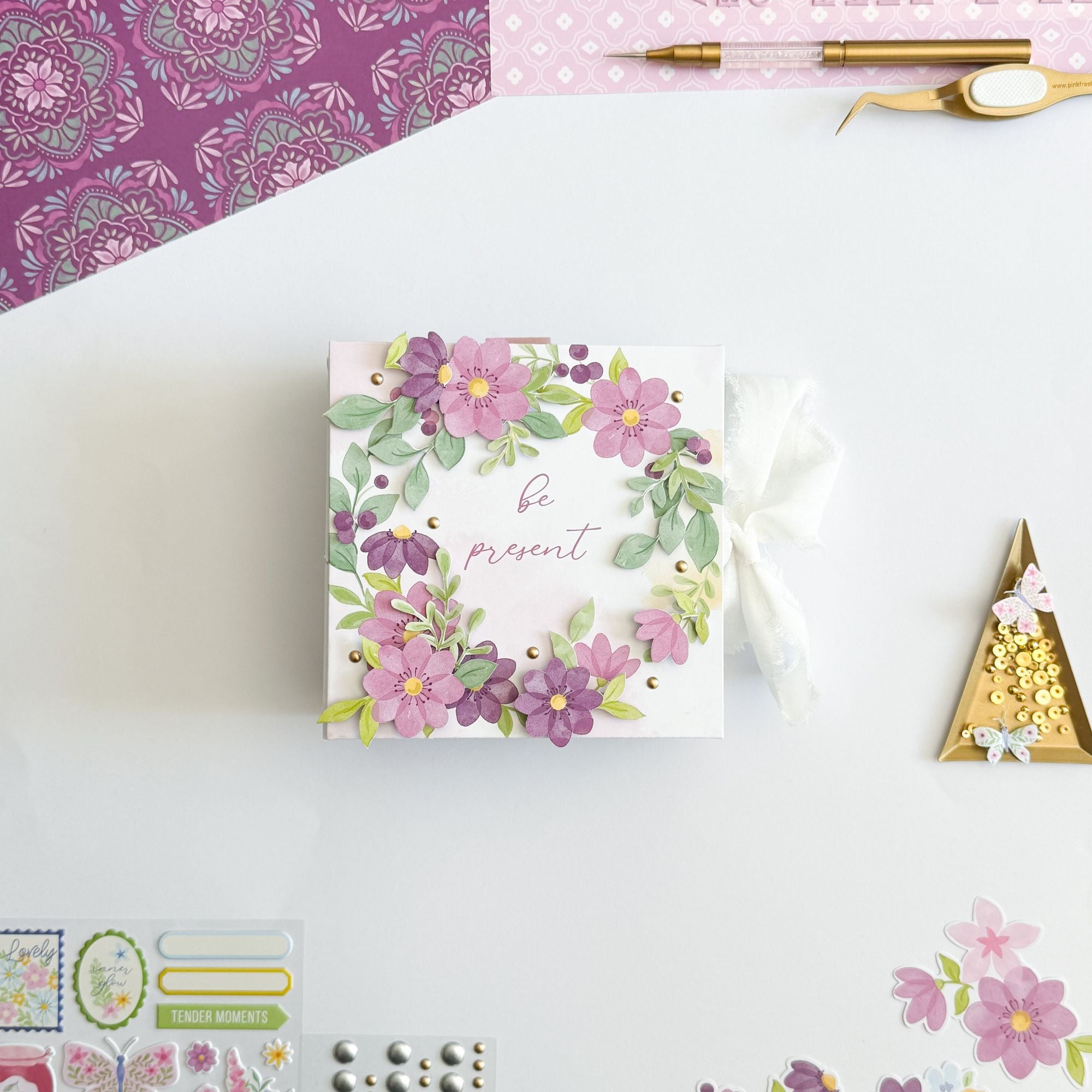 Pinkfresh Studio Crafted Moments 6 x 8 Paper Pack 317526 Be Present Layout