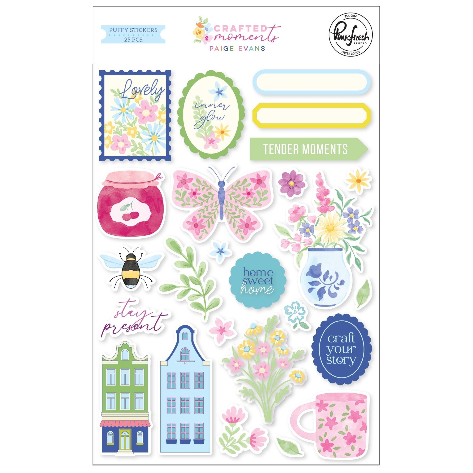 Pinkfresh Studio Crafted Moments Puffy Stickers 317626