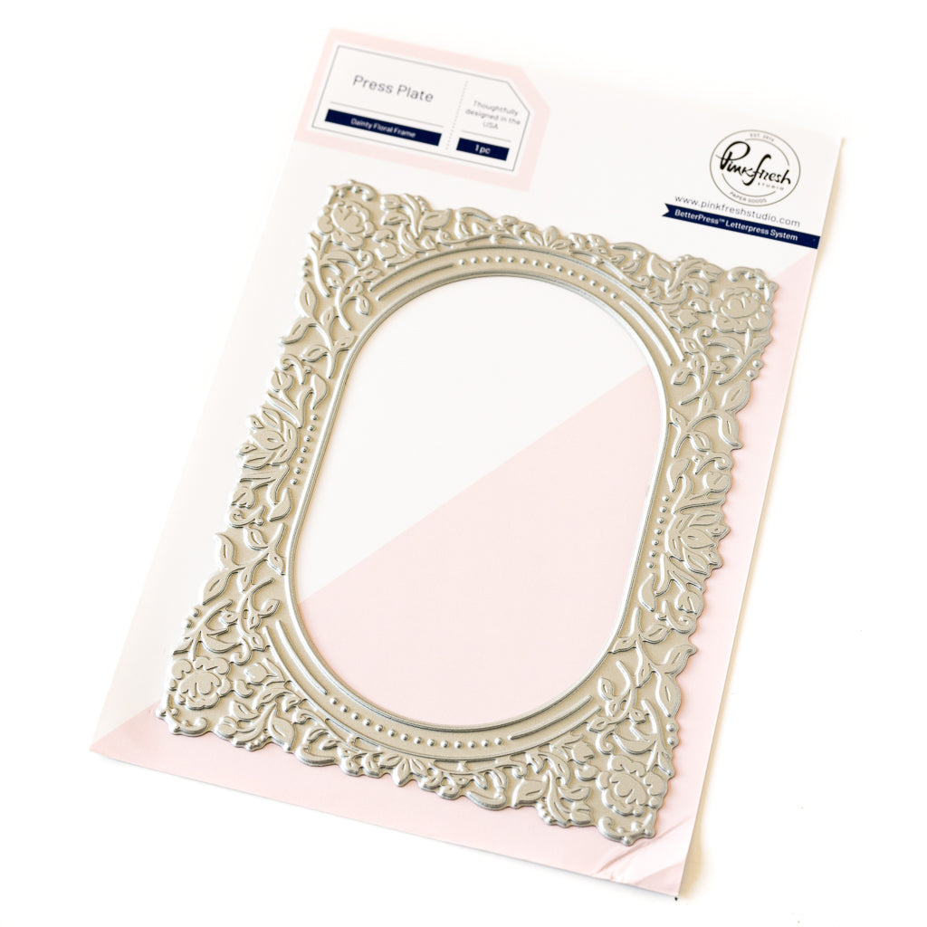 Pinkfresh Studio Dainty Floral Frame Press Plate 256624