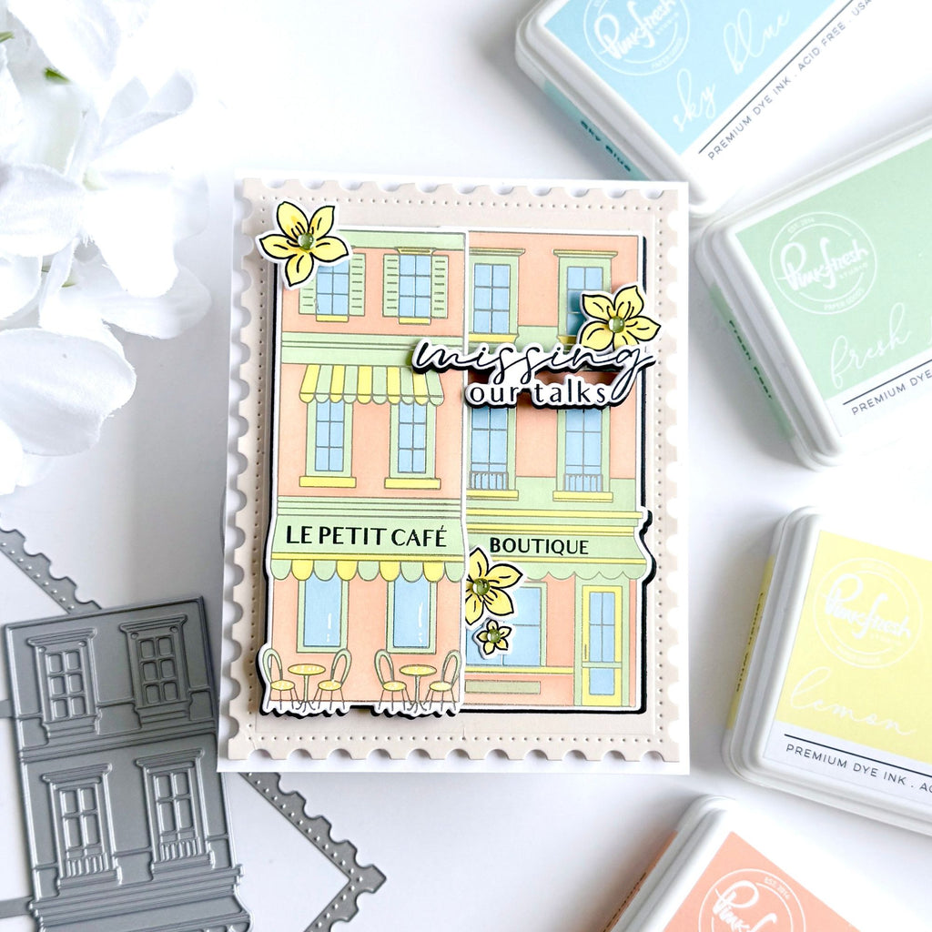 Pinkfresh Studio Darling District Clear Stamps 315726 Missing Our Talks Card