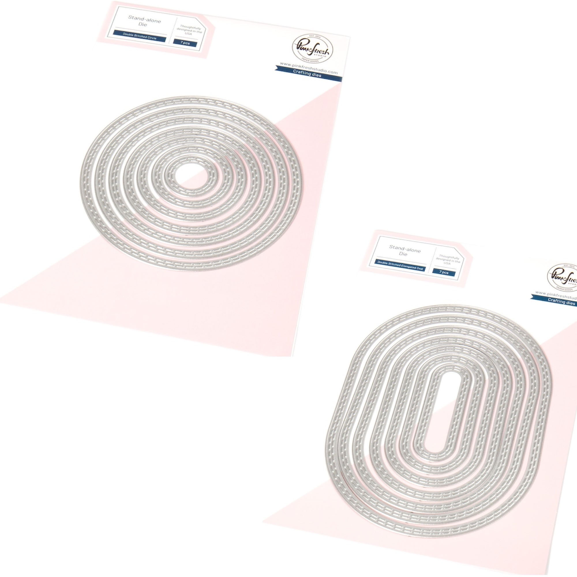 Pinkfresh Studio Double Stitched Circle And Elongated Oval Dies Bundle
