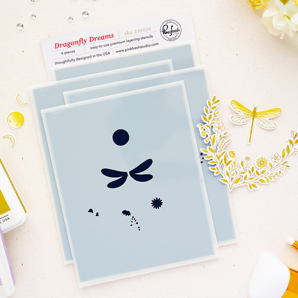 Pinkfresh Studio Dragonfly Dreams Stencils 339026