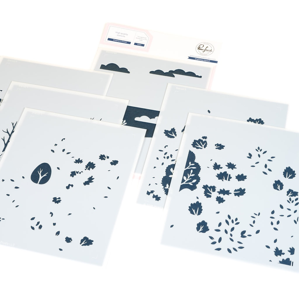 Pinkfresh Studio Dreamer's Forest Cling Stamp And Stencils Bundle 295225