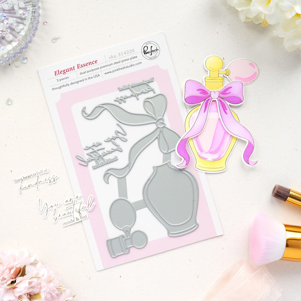 Pinkfresh Studio Elegant Essence Clear Stamps Dies Stencils And Press Plates Bundle 314226 Press Plates Set