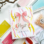 Pinkfresh Studio Elegant Essence Clear Stamps Dies Stencils And Press Plates Bundle Here's to You Card