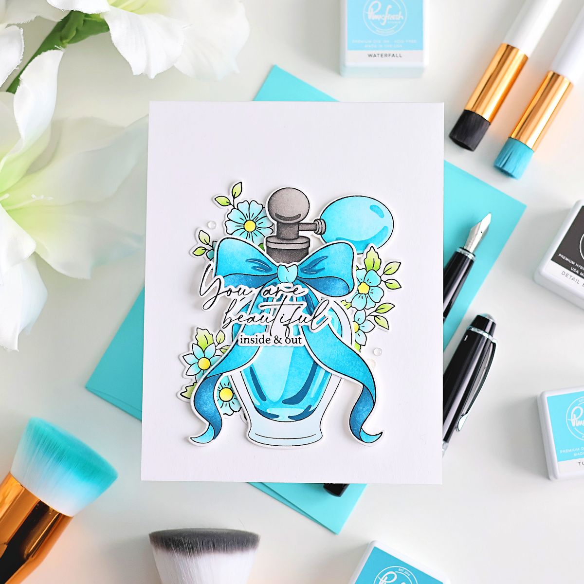 Pinkfresh Studio Elegant Essence Dies 314026 You Are Beautiful Inside And Out Card