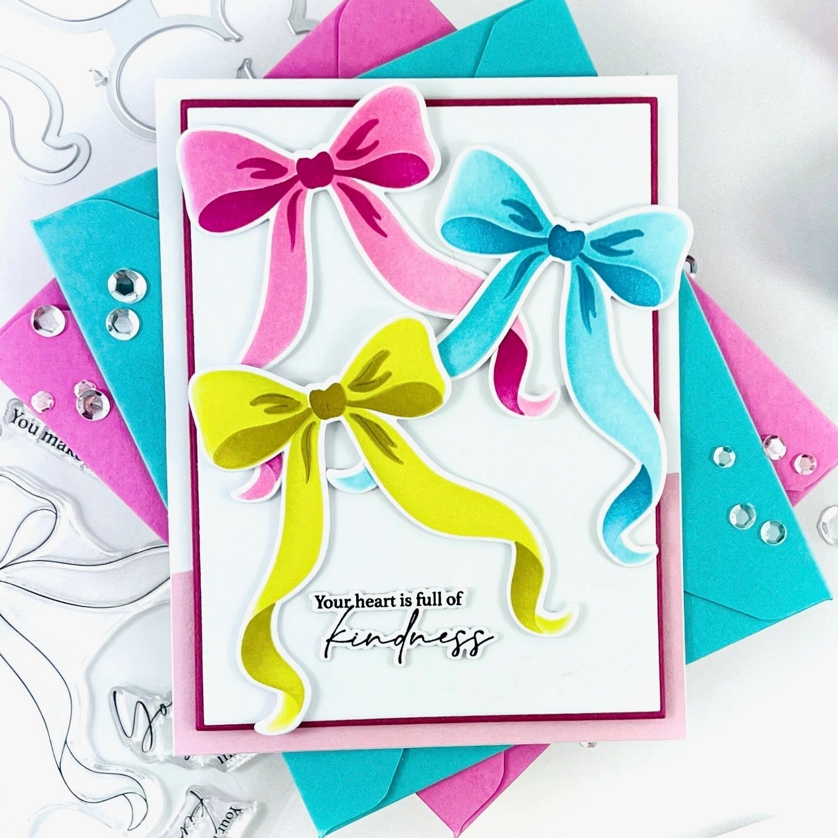 Pinkfresh Studio Elegant Essence Stencils 314126 Your Heart Is Full Of Kindness Card