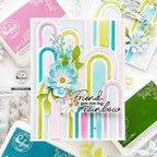 Pinkfresh Studio Elevated Rainbows Coverplate Die And Stencil Bundle Bright Friendship Card | color-code:ALT03