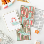 Pinkfresh Studio Elevated Rainbows Coverplate Die And Stencil Bundle Modern Encouragement Cards | color-code:ALT01