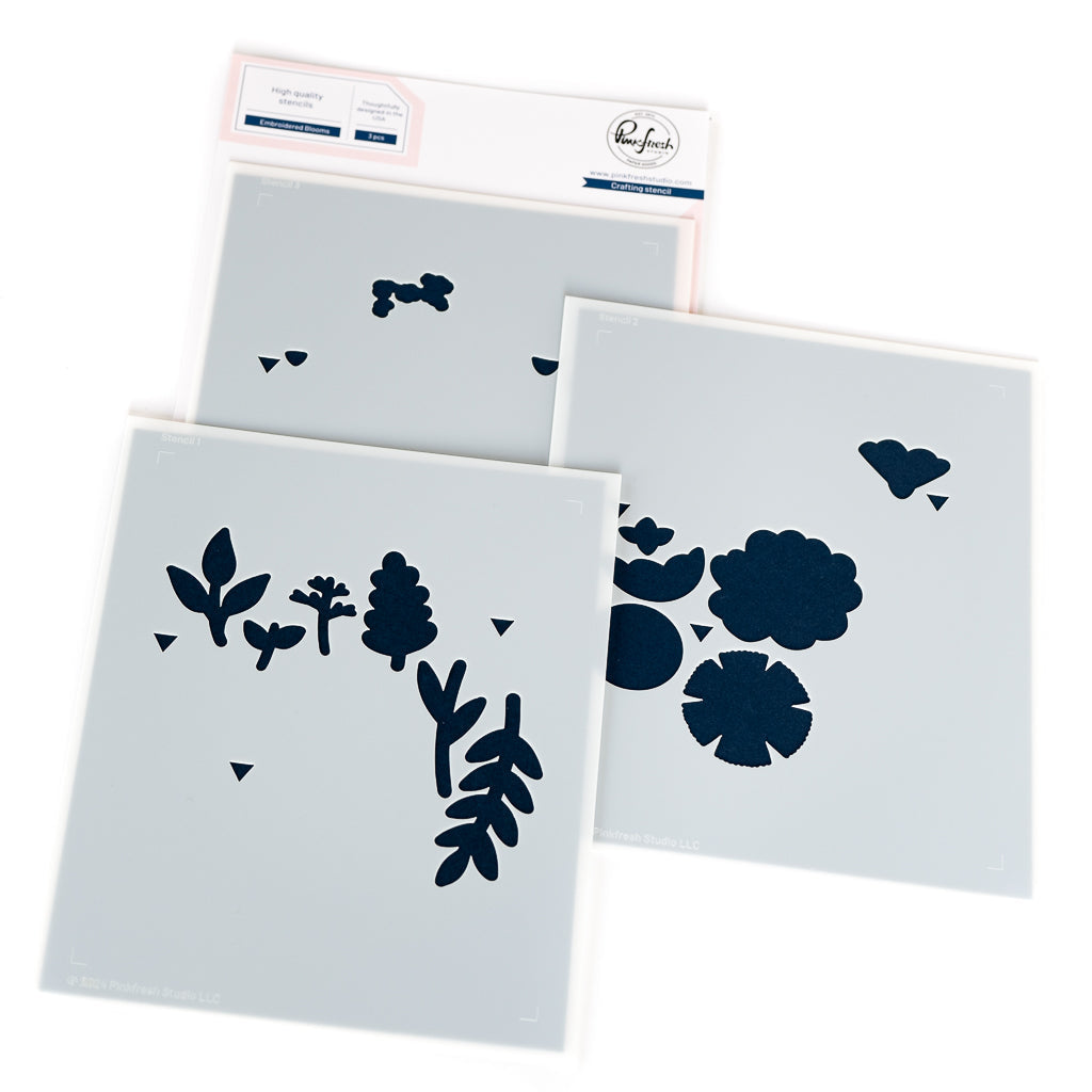 Pinkfresh Studio Embroidered Blooms Stencils 266525
