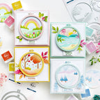 Pinkfresh Studio Embroidery Hoops Dies 266825 Seasonal Changes Cards