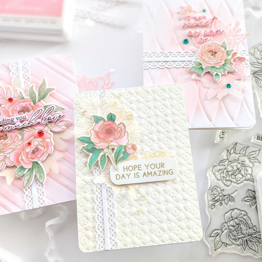 Pinkfresh Studio Emerald City Clear Drops pf124es Floral Notecards