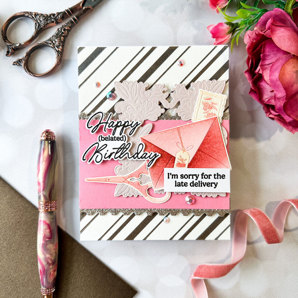 Pinkfresh Studio Essentials 8.5 x 11 Glitter Cardstock Champagne 6 Sheets pf140es Air Mail Card | color-code:ALT01