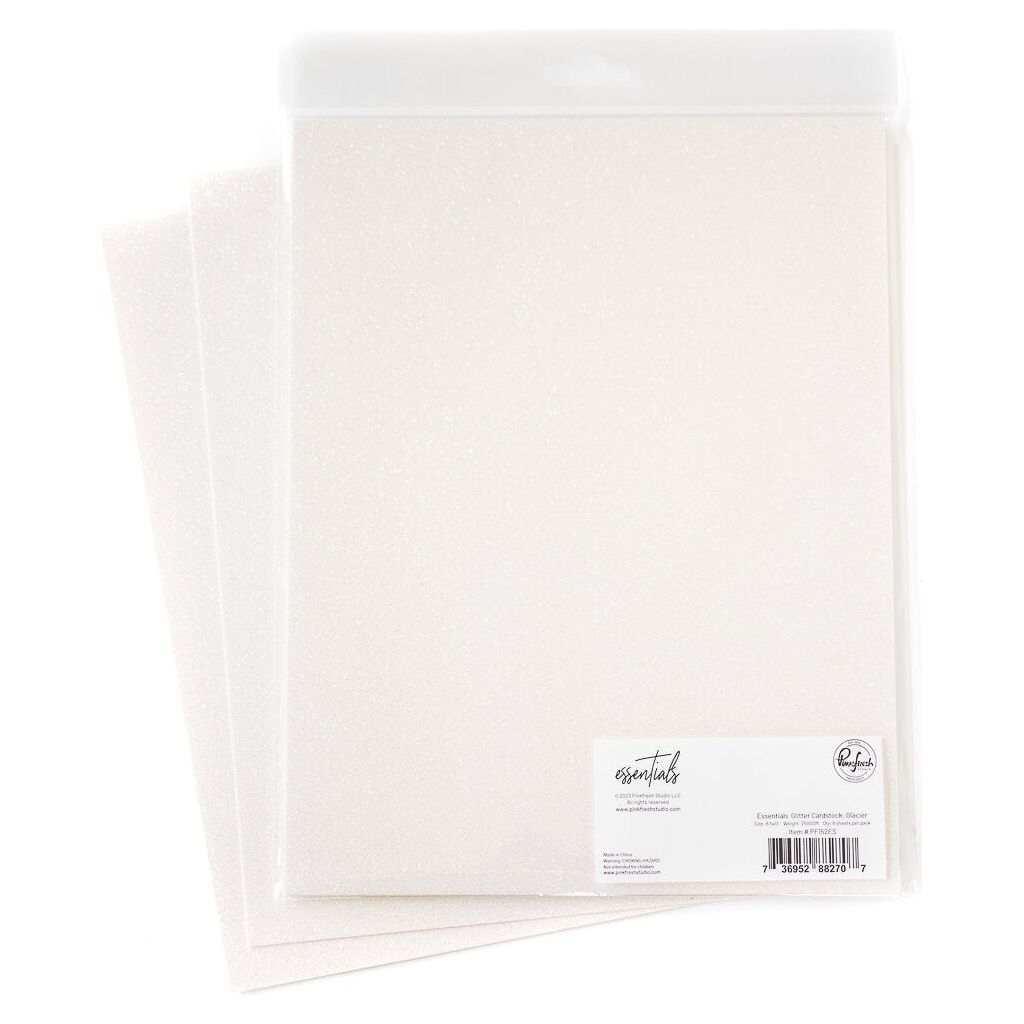 Pinkfresh Studio Essentials 8.5 x 11 Glitter Cardstock Glacier 6 Sheets pf152es