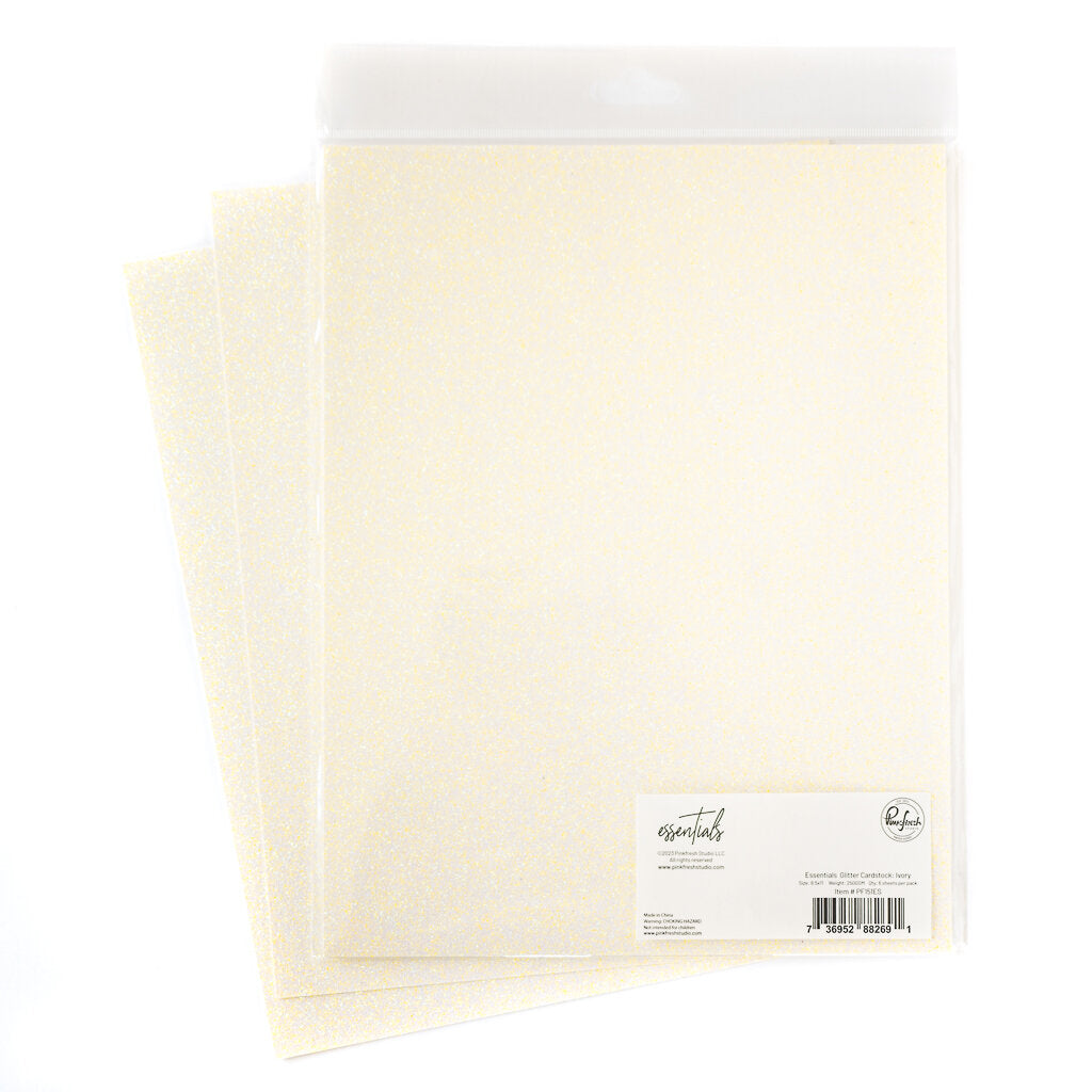 Pinkfresh Studio Essentials 8.5 x 11 Glitter Cardstock Ivory 6 Sheets pf151es