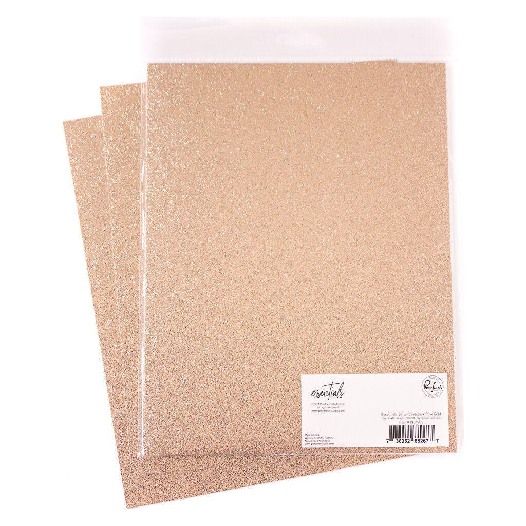 Pinkfresh Studio Essentials 8.5 x 11 Glitter Cardstock Rose Gold 6 Sheets pf149es