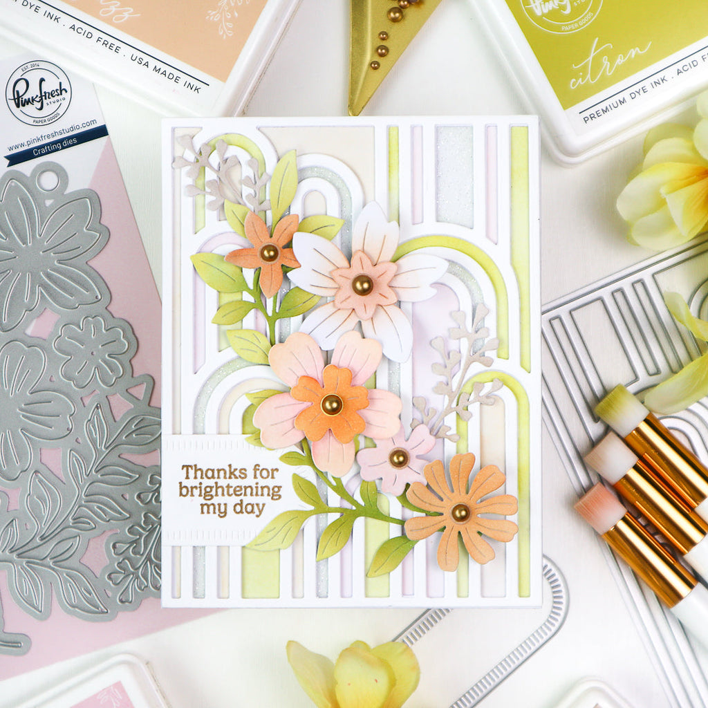 Pinkfresh Studio Essentials Nested Ovals Double Stitch Dies pf176es Brightening My Day Card | color-code:ALT01
