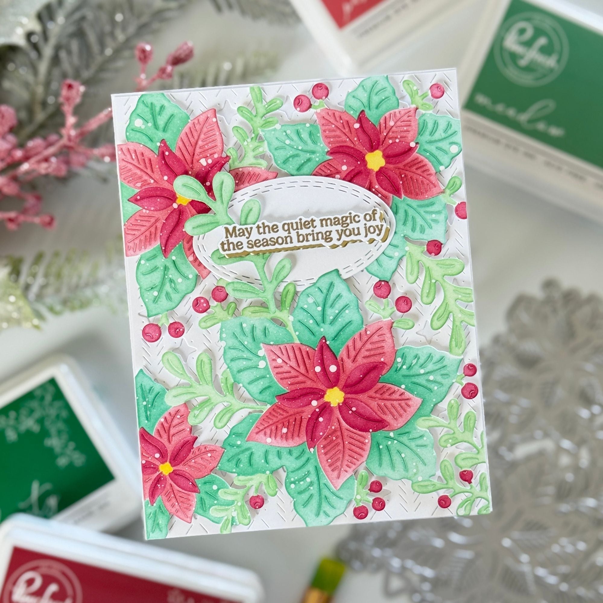 Pinkfresh Studio Evergreen Sparkle Coverplate Die 292025 Christmas Magic Card