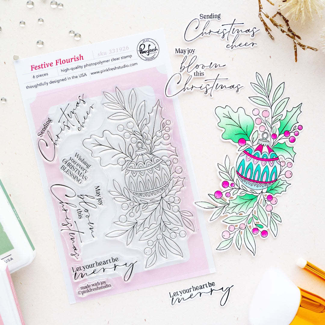 Pinkfresh Studio Festive Flourish Clear Stamps 331926