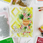 Pinkfresh Studio Festive Flourish Stencils 332126 Vintage Christmas Decoration Card