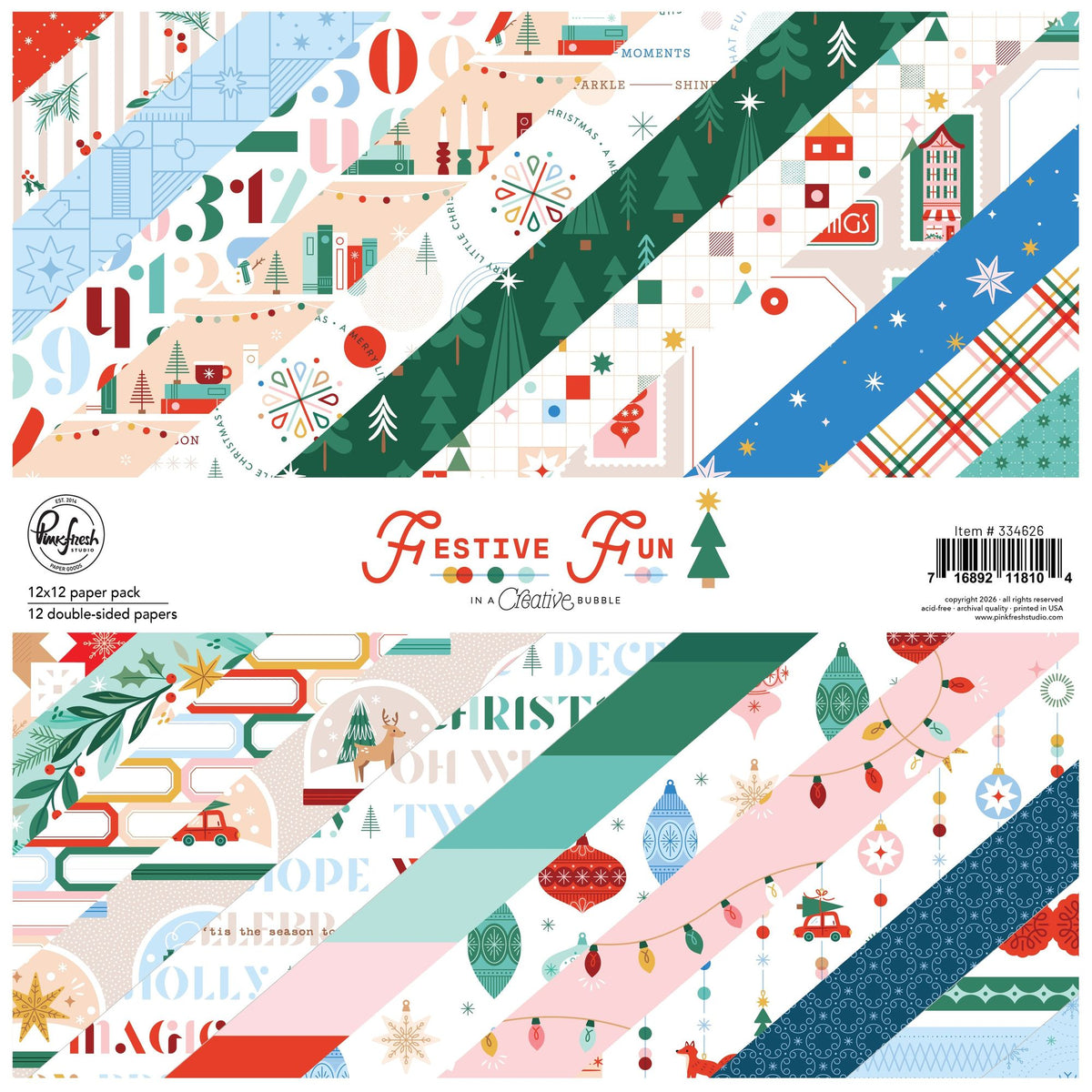 Pinkfresh Studio Festive Fun 12 x 12 Paper Pack 334626