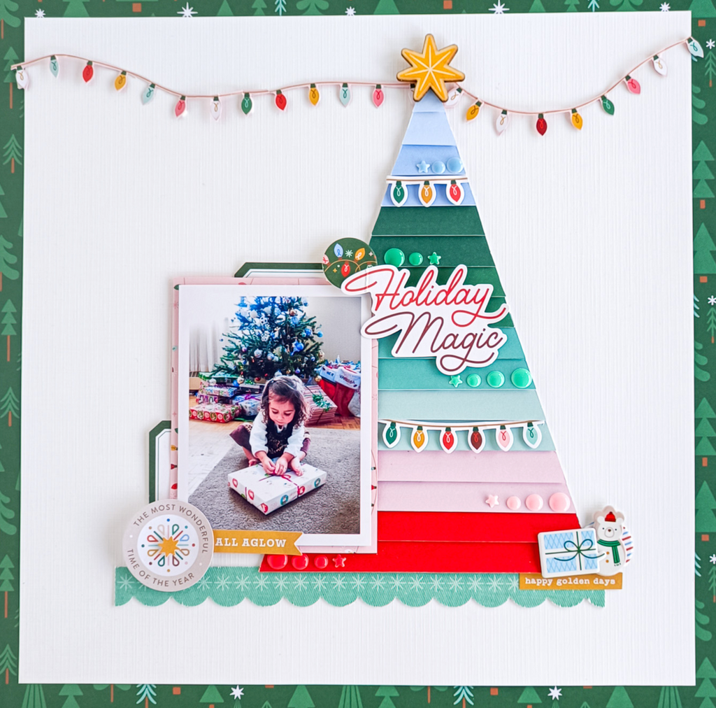 Pinkfresh Studio Festive Fun 12 x 12 Paper Pack 334626 Holiday Magic Layout
