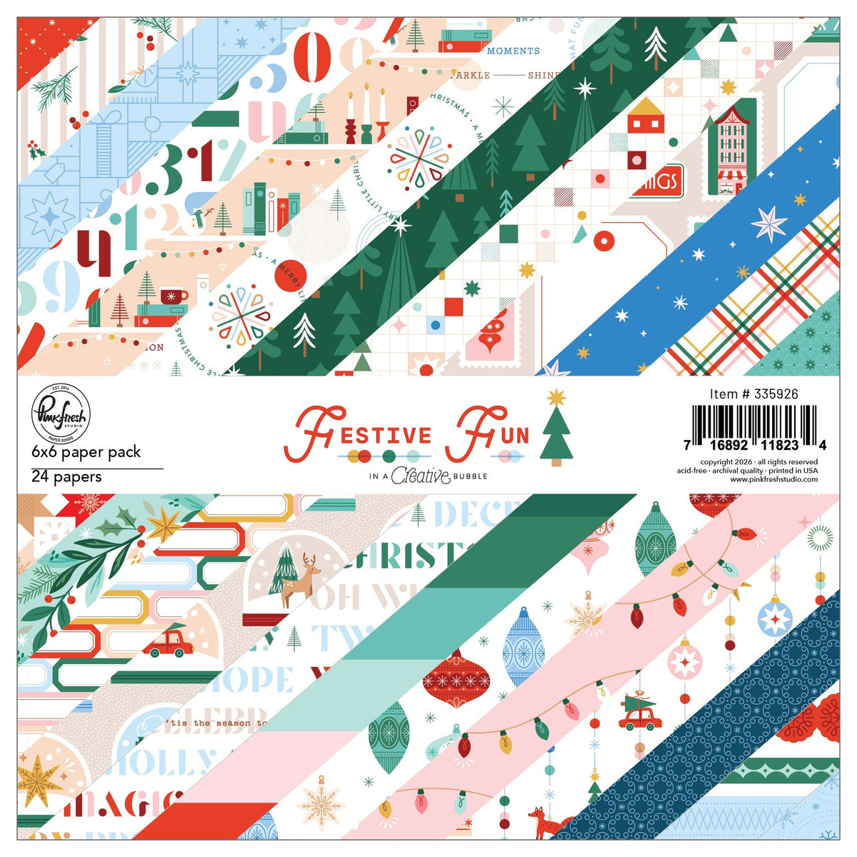 Pinkfresh Studio Festive Fun 6 x 6 Paper Pack 335926