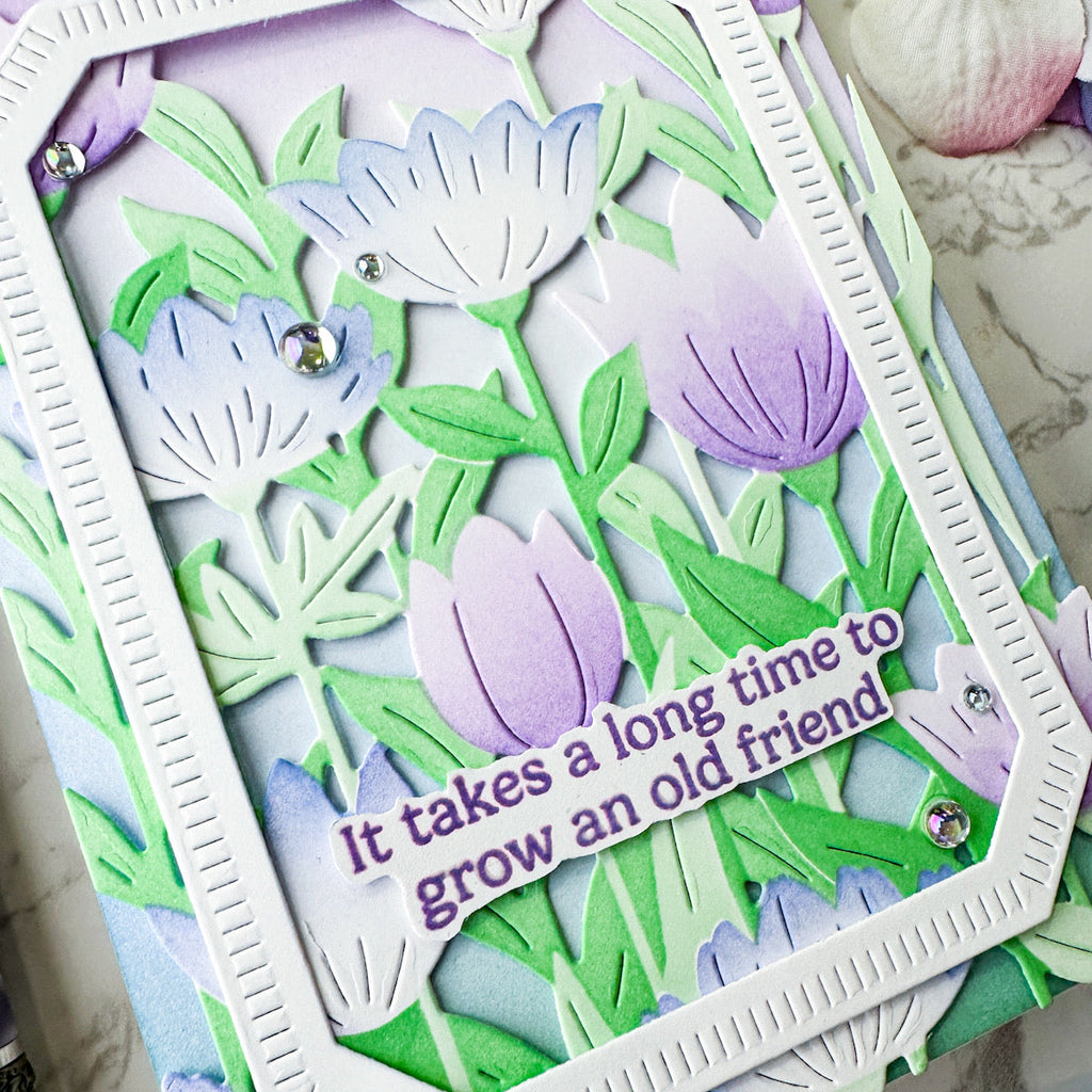 Pinkfresh Studio Floral Field Die And Stencils Bundle Floral Friendship Card | color-code:ALT01
