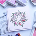 Pinkfresh Studio Floral Kaleidoscope Clear Stamps 266125 Floral Hello Card