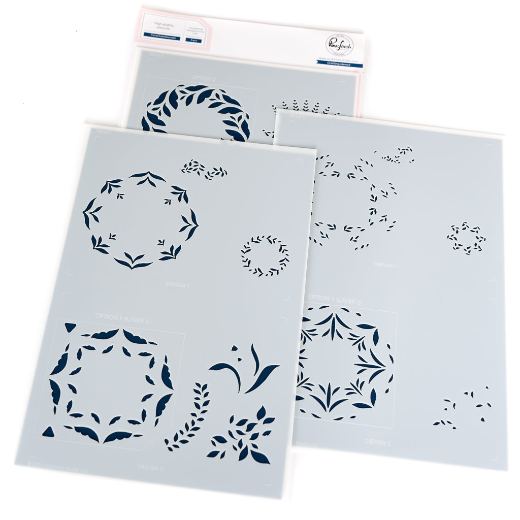 Pinkfresh Studio Floral Kaleidoscope Stamps Dies And Stencils Bundle 266325