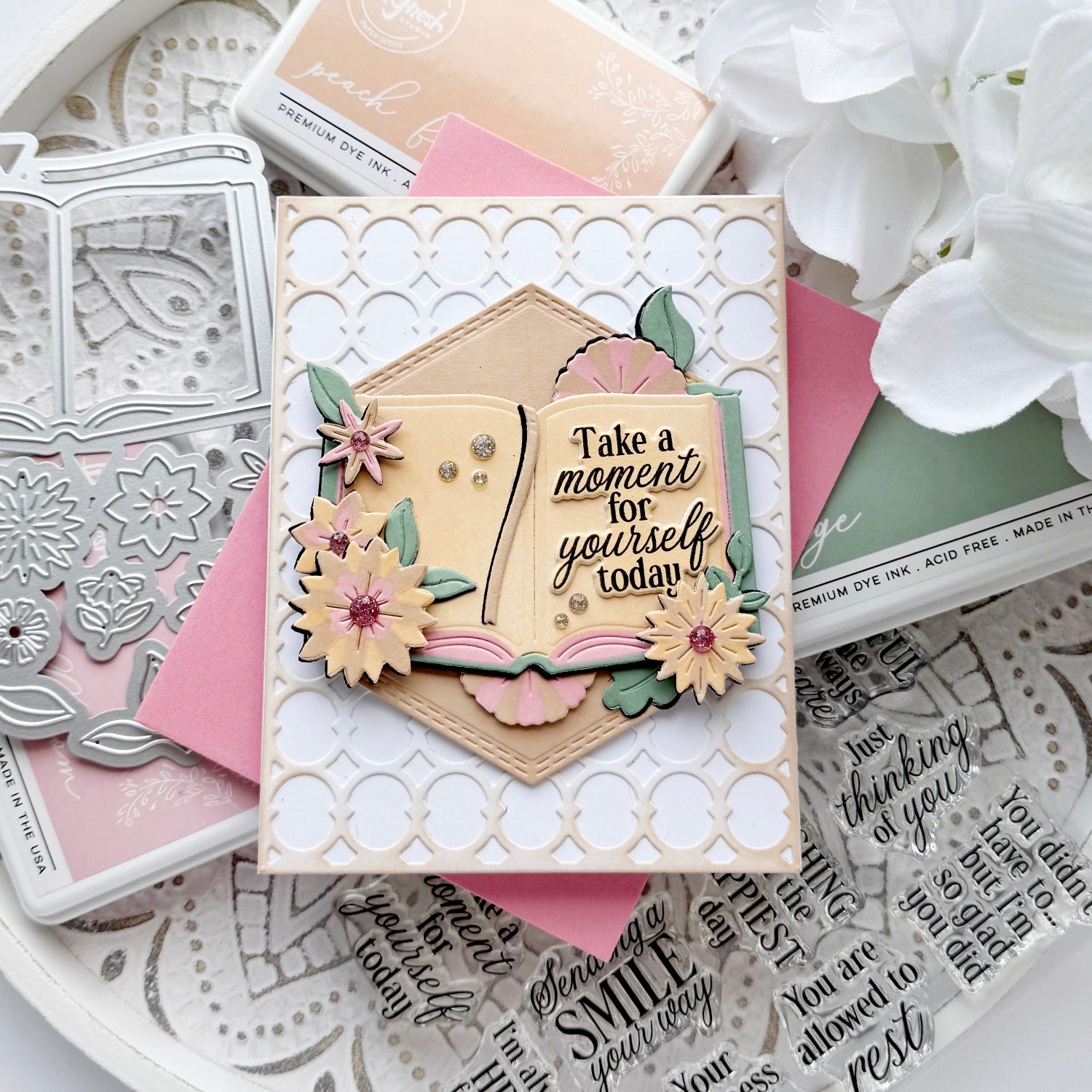 Pinkfresh Studio Floral Tale Die And Stencils Bundle Cheryl Espie Card