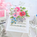 Pinkfresh Studio Floral Trio Stamps Dies Stencil And Hot Foil Plate Bundle Anne Card