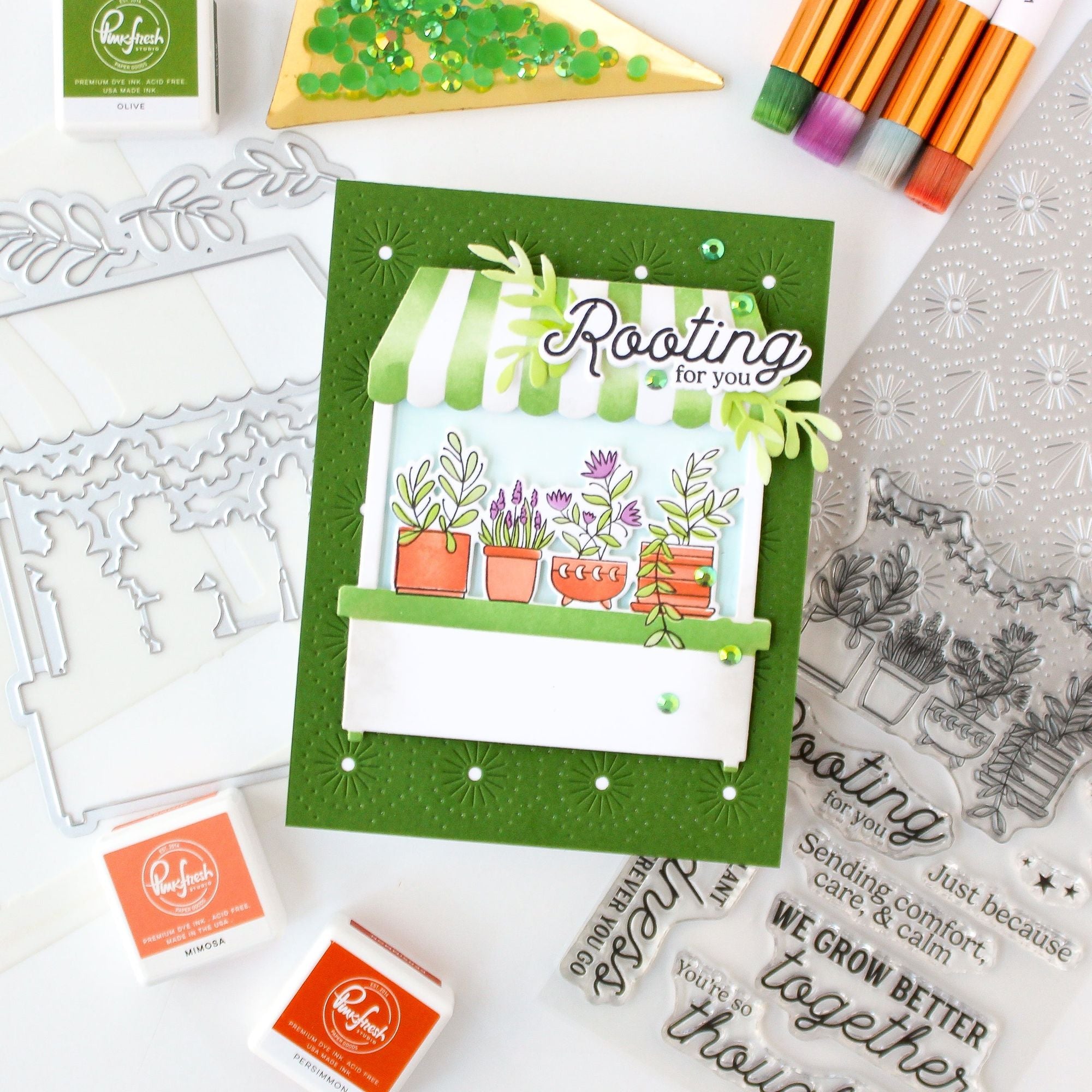 Pinkfresh Studio Flower Market Dies 295925 Rooting For You Card