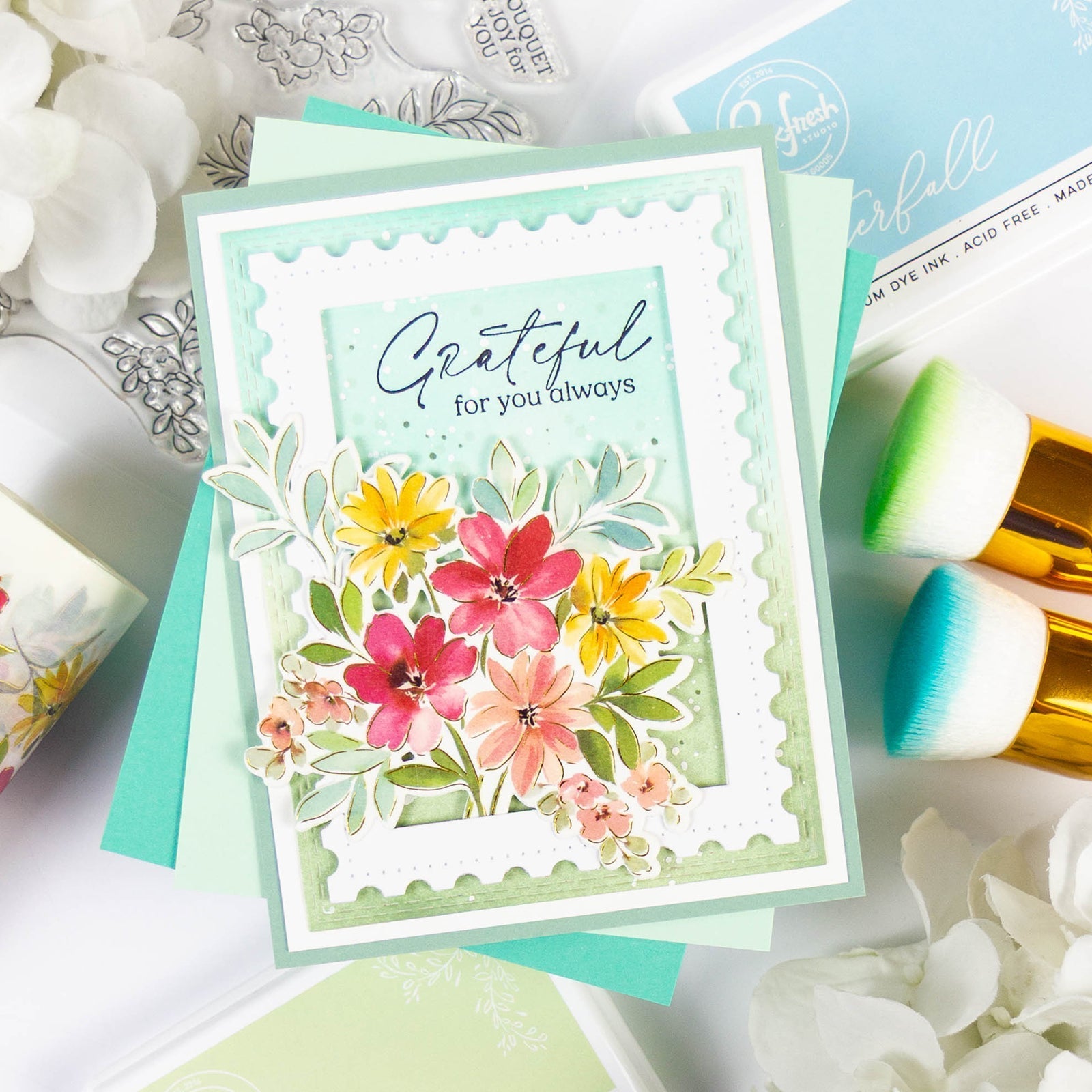 Pinkfresh Studio Flowers For The Soul Dies 270125 Grateful For You Always Card