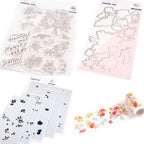 Pinkfresh Studio Flowers For The Soul Stamps Dies Stencils And Washi Tape Bundle