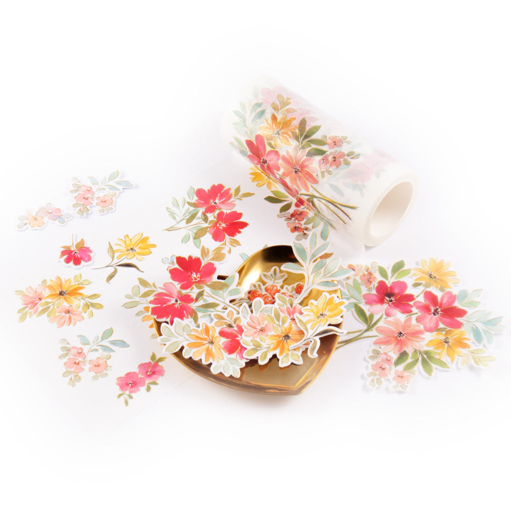 Pinkfresh Studio Flowers For The Soul Stamps Dies Stencils And Washi Tape Bundle 270325