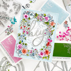 Pinkfresh Studio Foiled Script Sentiments Ephemera Set 261924 Floral Hey Card