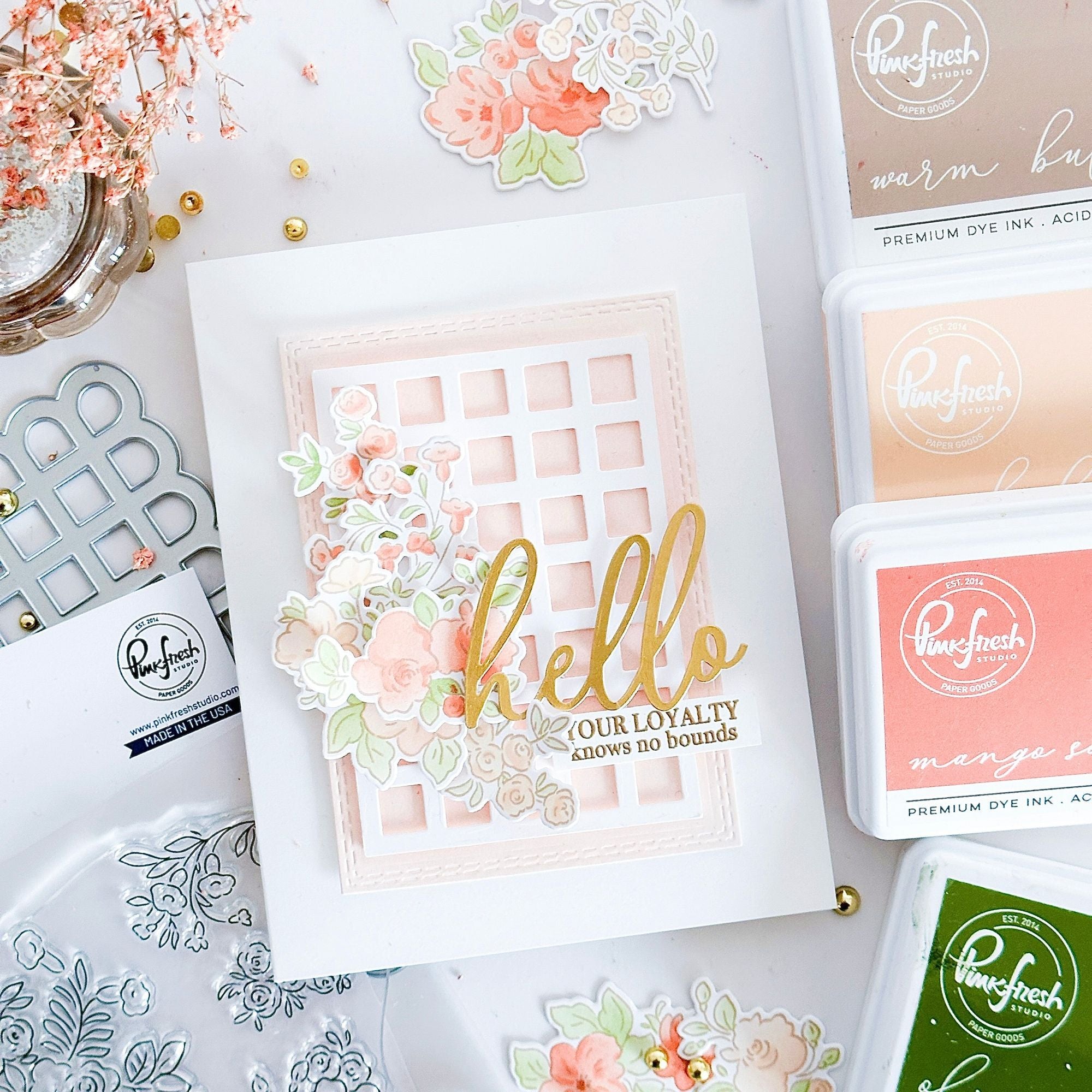 Pinkfresh Studio Foiled Script Sentiments Ephemera Set 261924 Hello Your Loyalty Knows No Bounds Card