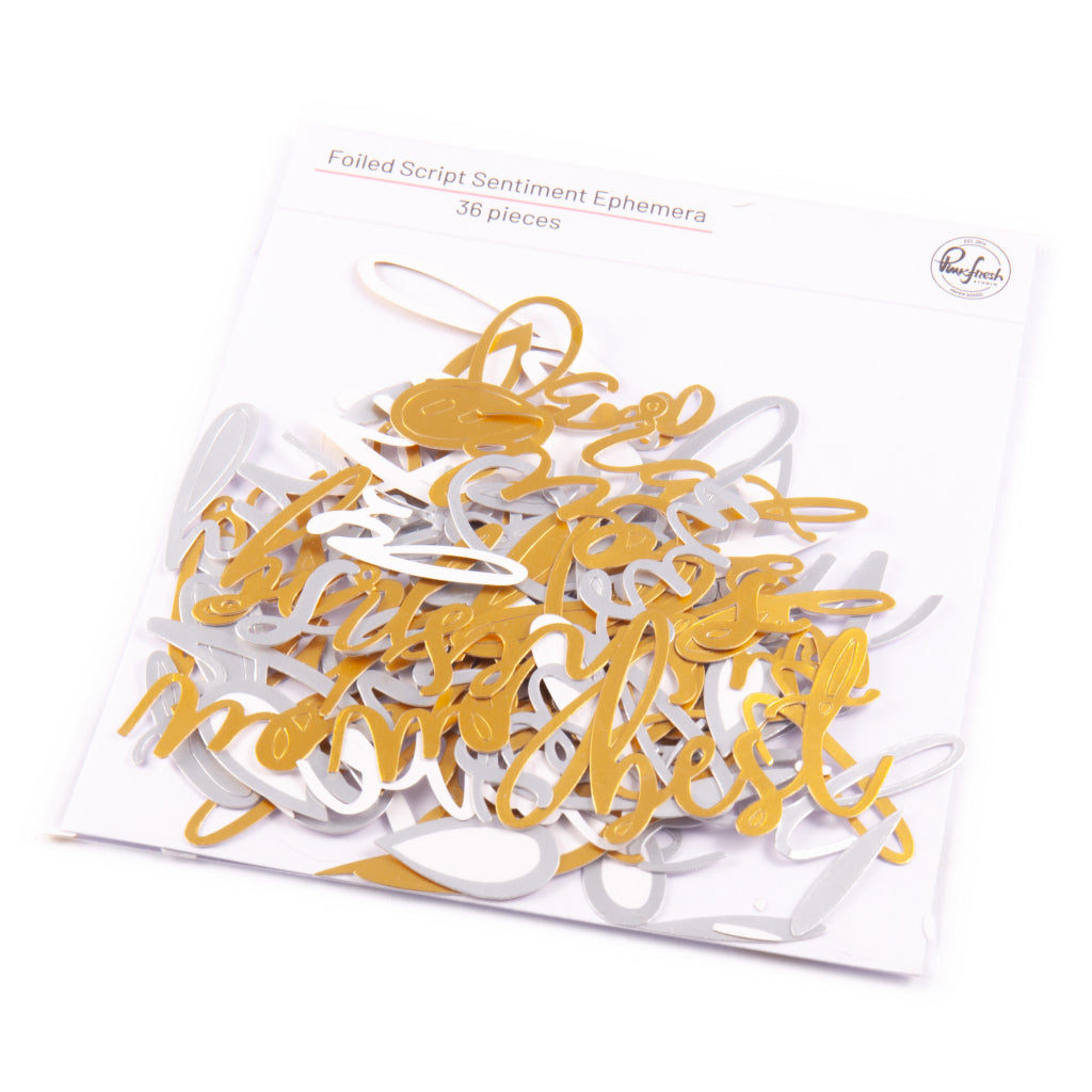 Pinkfresh Studio Foiled Script Sentiments Ephemera Set 261924 Product Image