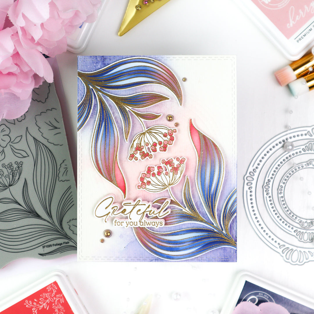 Pinkfresh Studio Foliage Flair Die 271325 Grateful For You Always Card