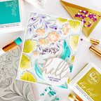 Pinkfresh Studio Foliage Flair Die 271325 Hello Let's Catch Up Soon Card