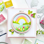 Pinkfresh Studio Four Seasons Stencils 266725 Rainbow Hello Card