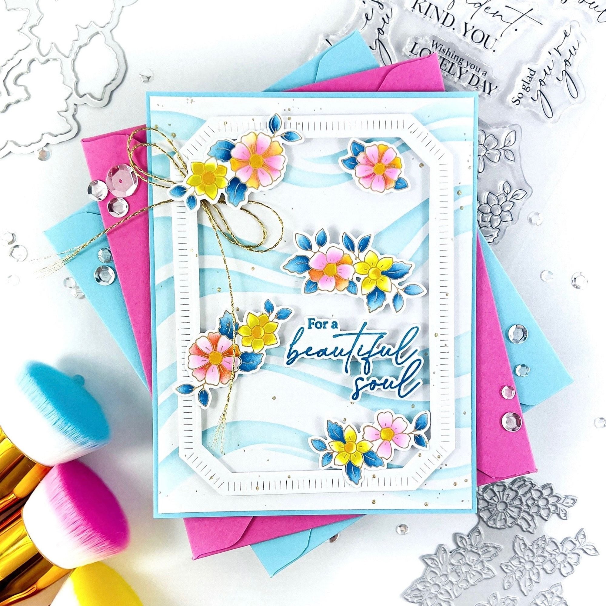 Pinkfresh Studio Fragrance Notes Clear Stamps 314326 For A Beautiful Soul Card