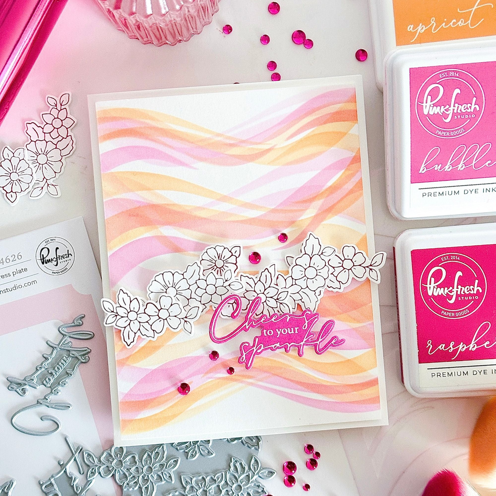 Pinkfresh Studio Fragrance Notes Press Plates 314626 Cheers To Your Sparkle Card