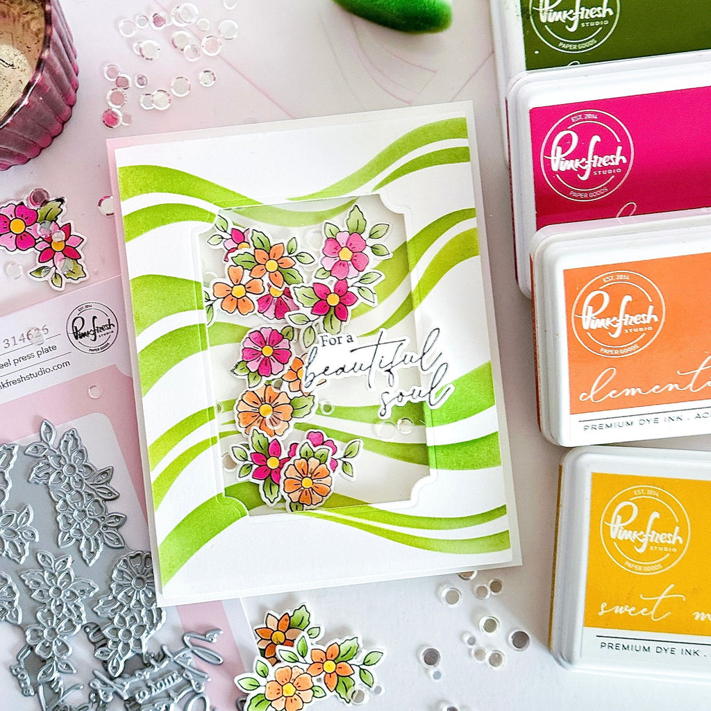 Pinkfresh Studio Fragrance Notes Stencils 314526 Floral Card