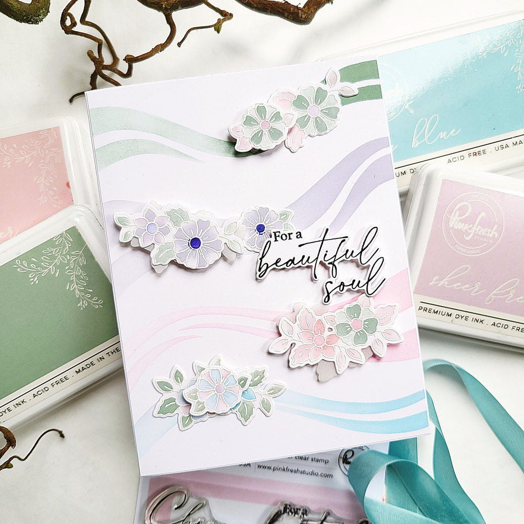 Pinkfresh Studio Fragrance Notes Stencils 314526 For A Beautiful Soul Card