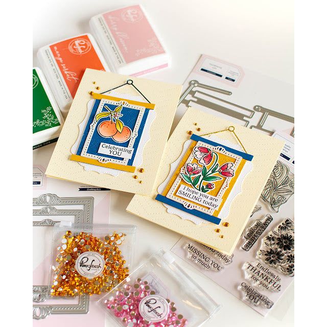 Pinkfresh Studio Framed Art Stamps Dies And Stencils Bundle Bright Encouragement Cards | color-code:ALT01