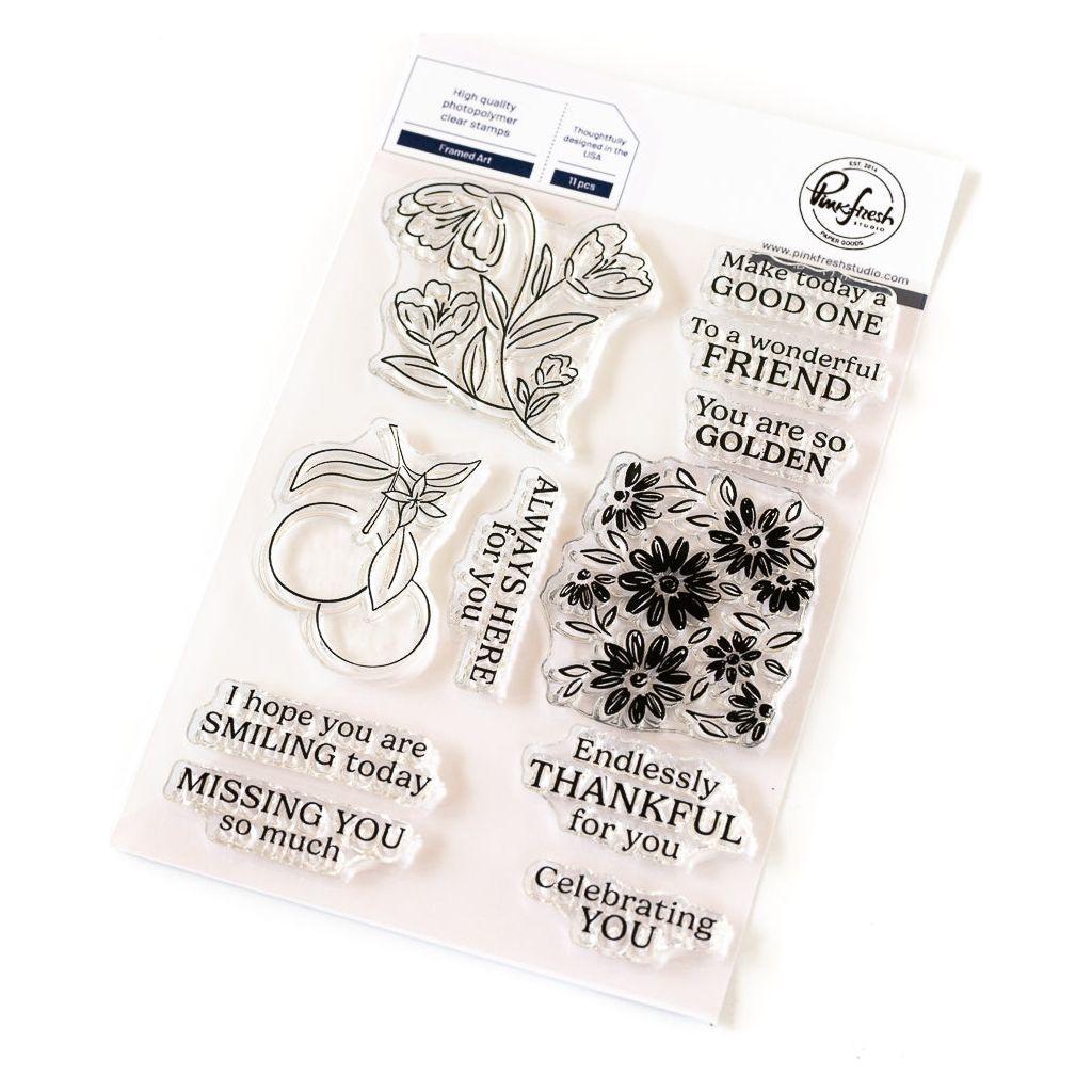 Pinkfresh Studio Framed Art Stamps Dies And Stencils Bundle Clear Stamping set