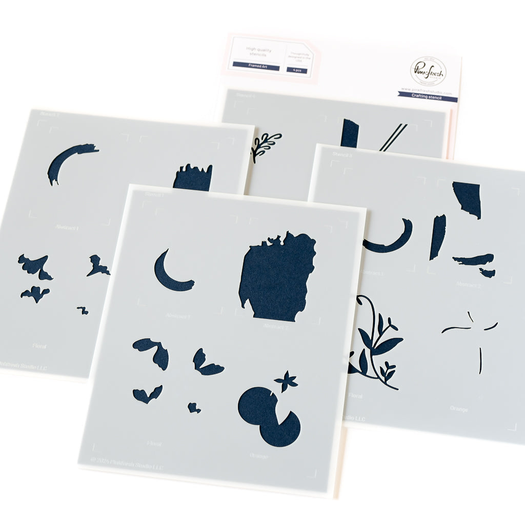 Pinkfresh Studio Framed Art Stamps Dies And Stencils Bundle Stenciling Set